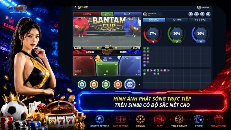Hình ảnh phát sóng trực tiếp trên SIN88 có độ sắc nét cao