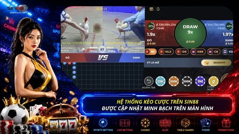 Kèo cược trên sảnh Đá gà được sân chơi cập nhật minh bạch trên màn hình