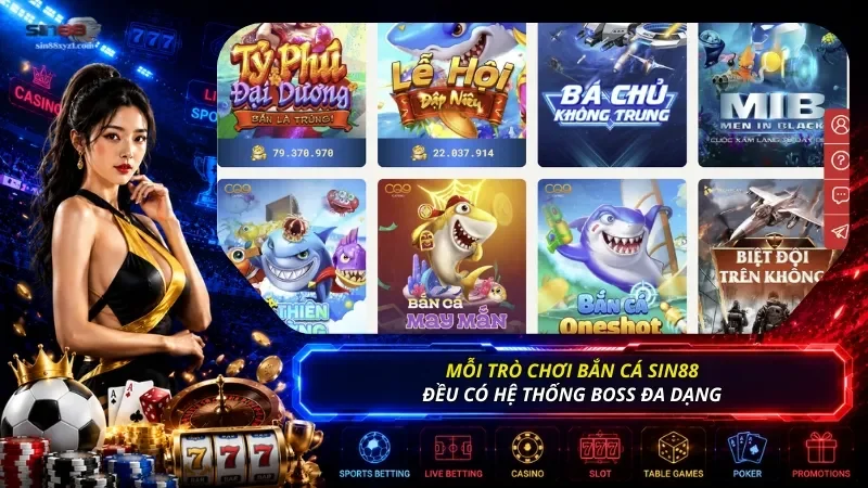 Mỗi trò chơi Bắn cá đều có hệ thống boss đa dạng với mức trả thưởng khác nhau